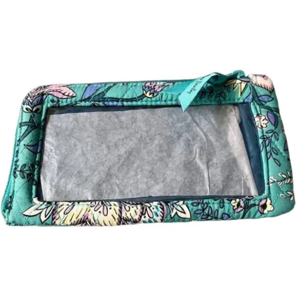 Vera Bradley RFID Tech Wristlet Clear Touch Screen Back - Peacock Garden - Picture 4 of 7